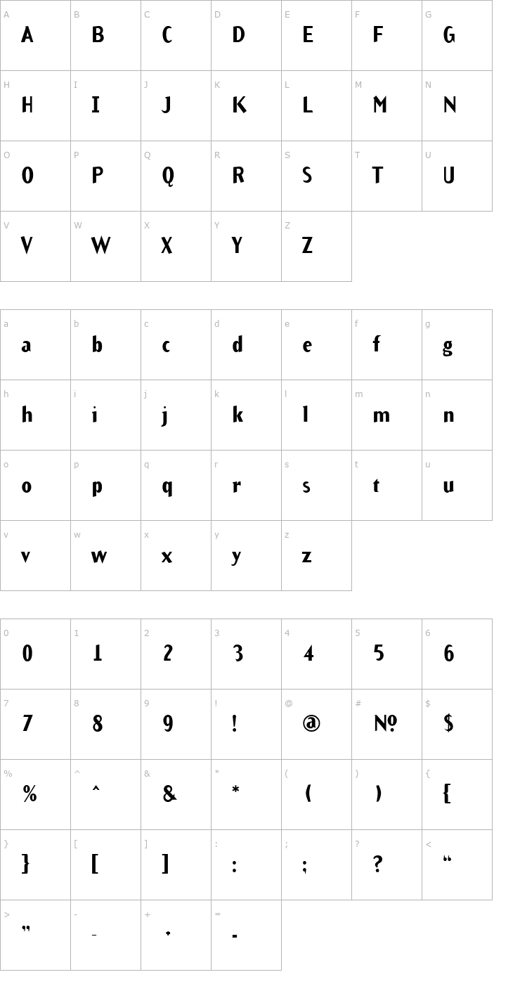 Character Map ArbitraryBold Font