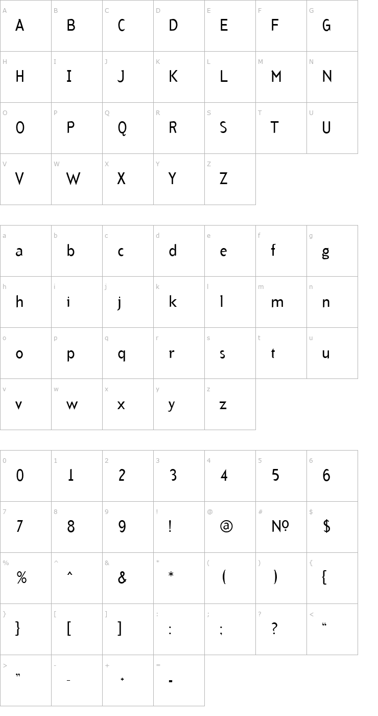 Character Map ArbitraryRegular Font