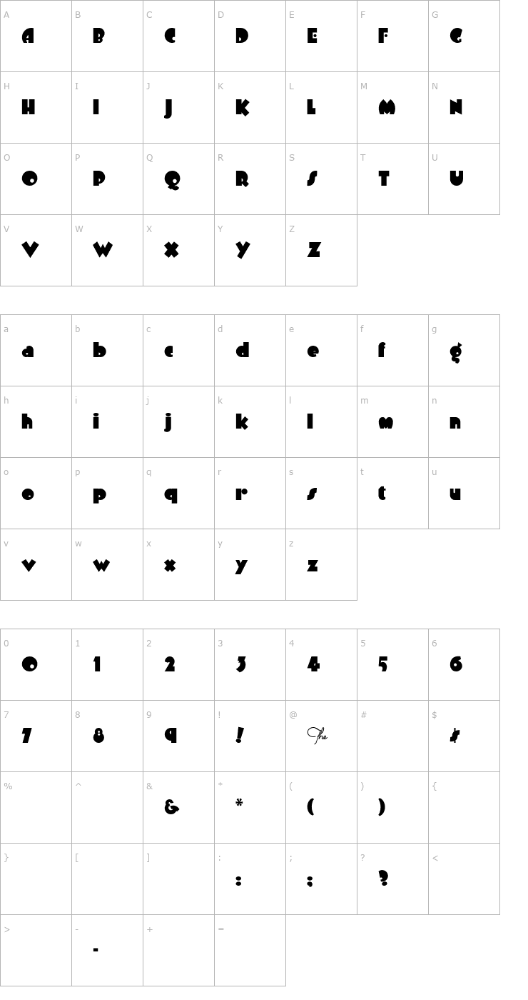 Character Map ArbuckleRemix Font