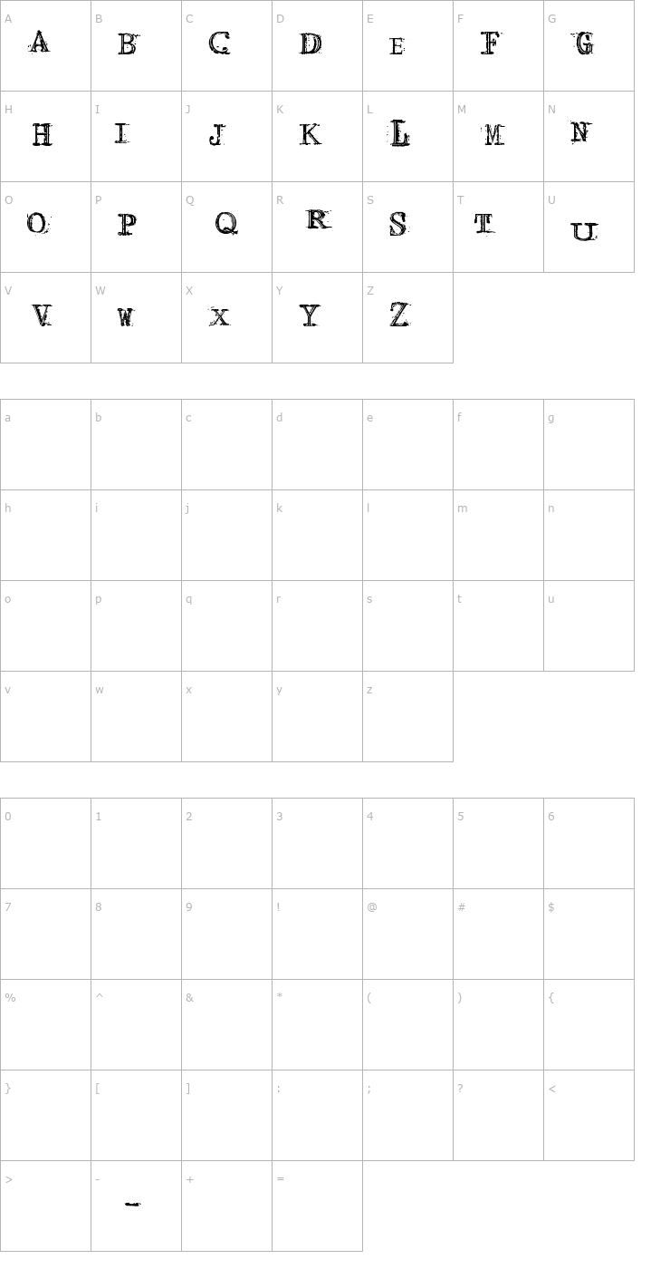 Character Map Arcade fire Font