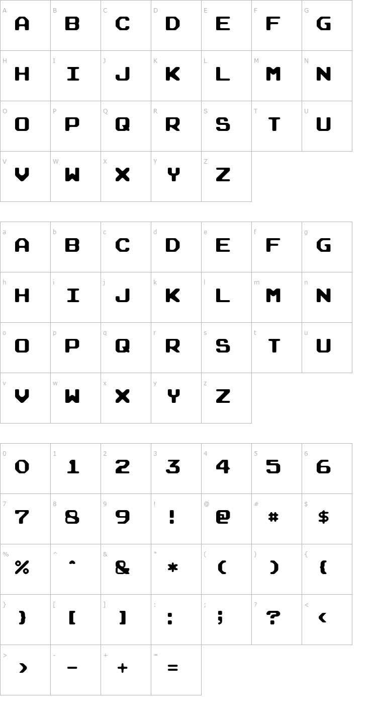 Character Map Arcade Rounded Font