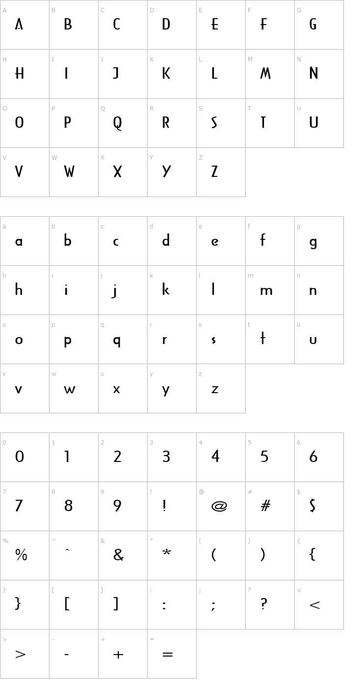 Character Map ArcaneWide Regular Font