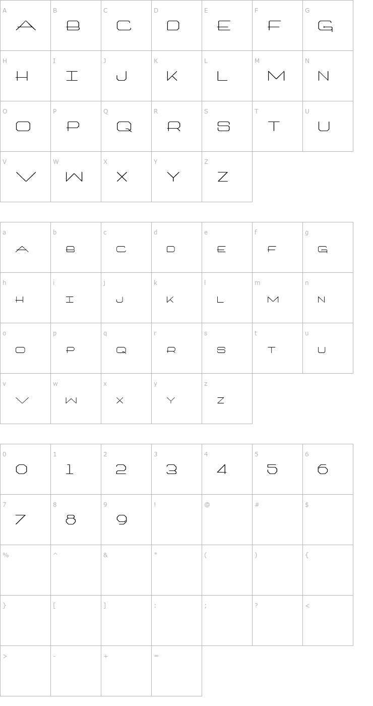 Character Map Architech Font