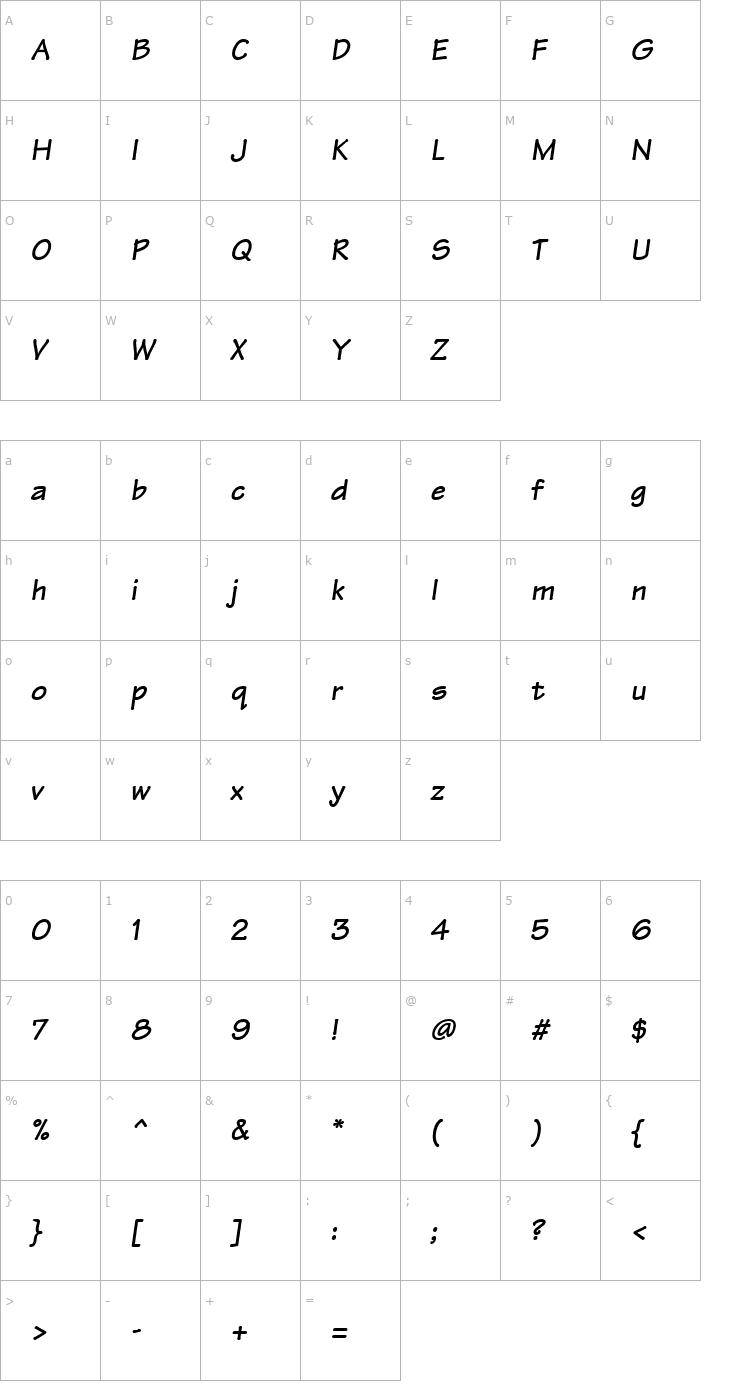 Character Map Architect Bold Italic Font