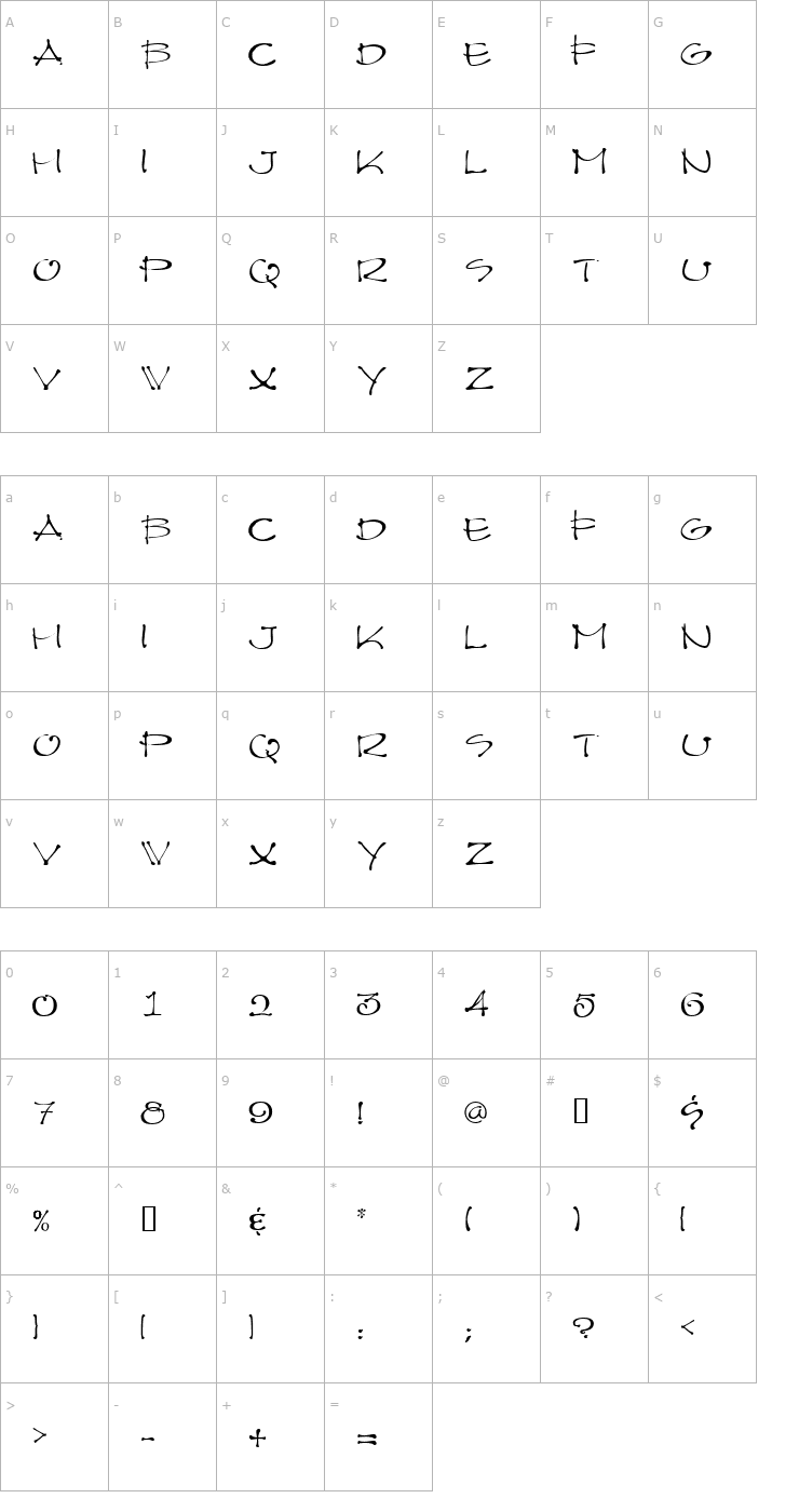 Character Map Architect Light Font