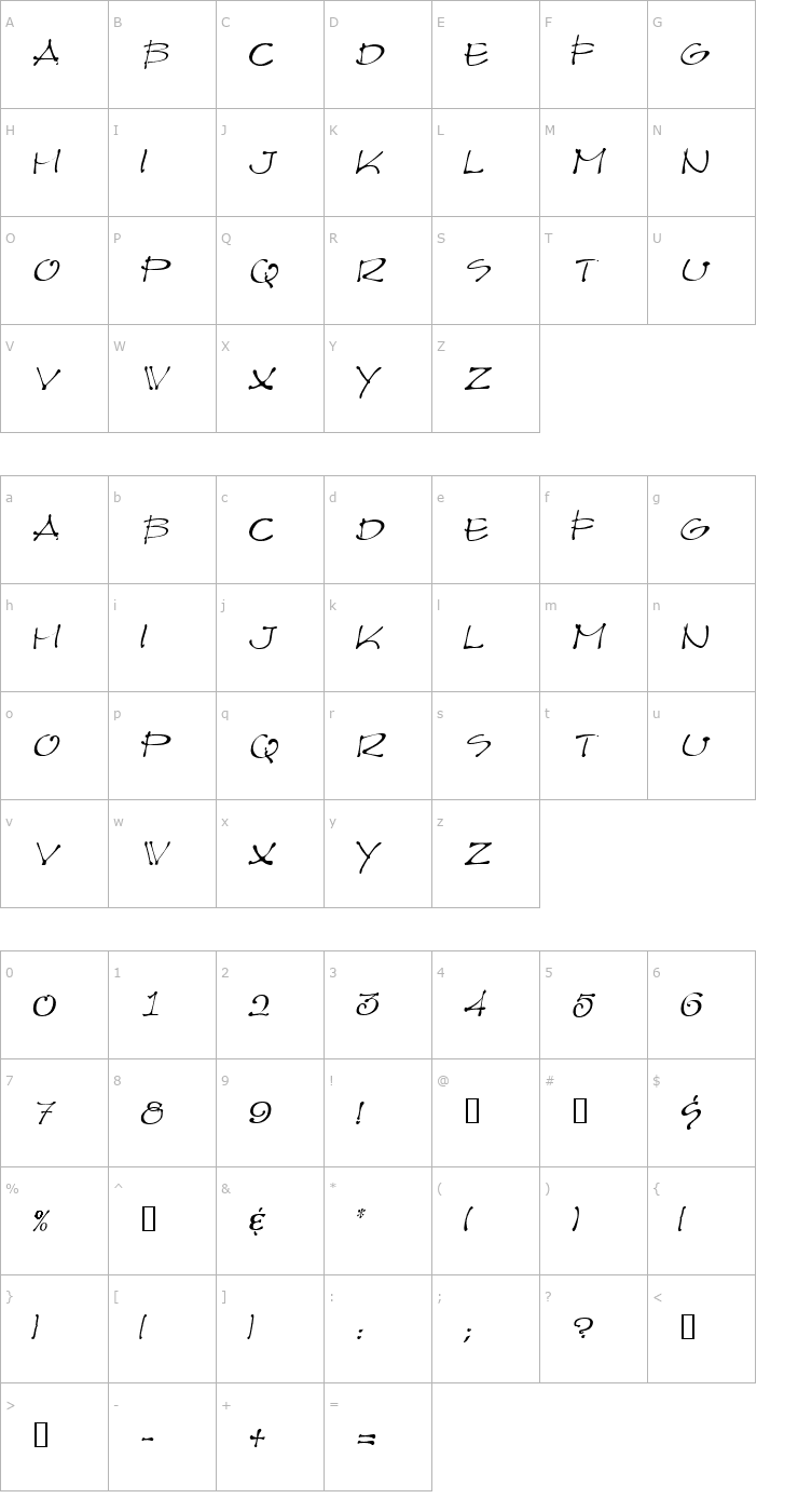 Character Map Architect LightOblique Font