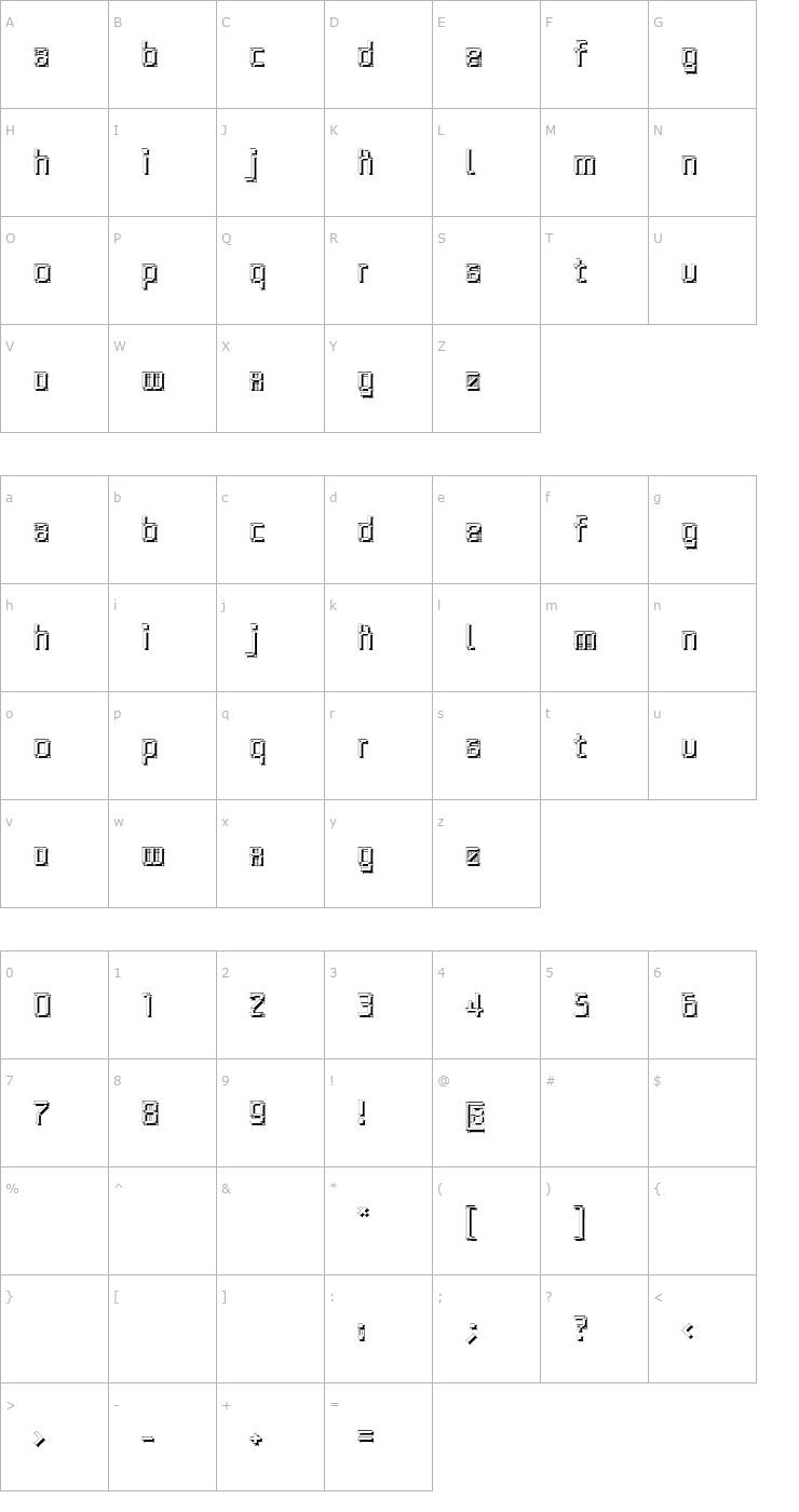 Character Map Architypo Font