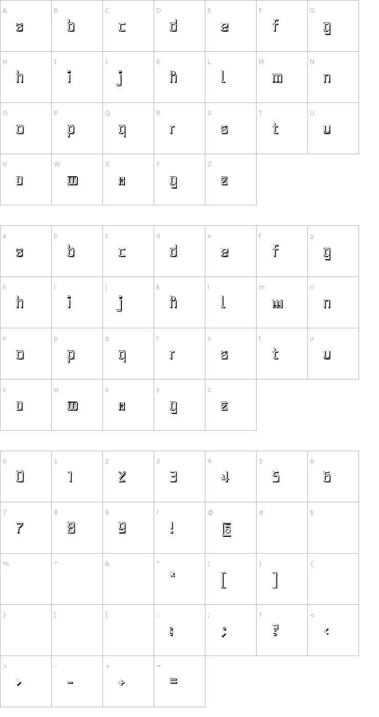 Character Map ArchitypoShadow Font