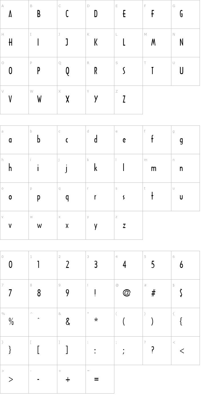 Character Map Arcitectura Font