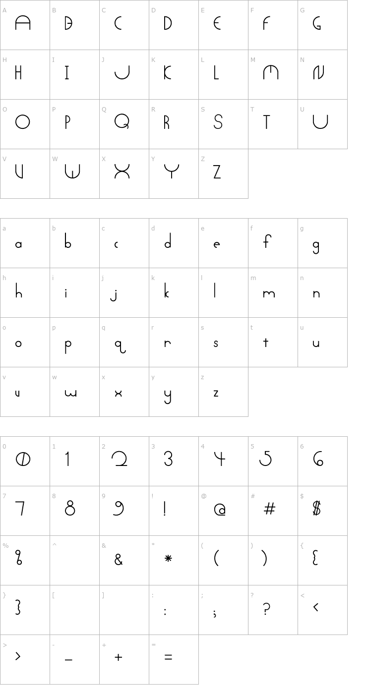 Character Map Arctic Font