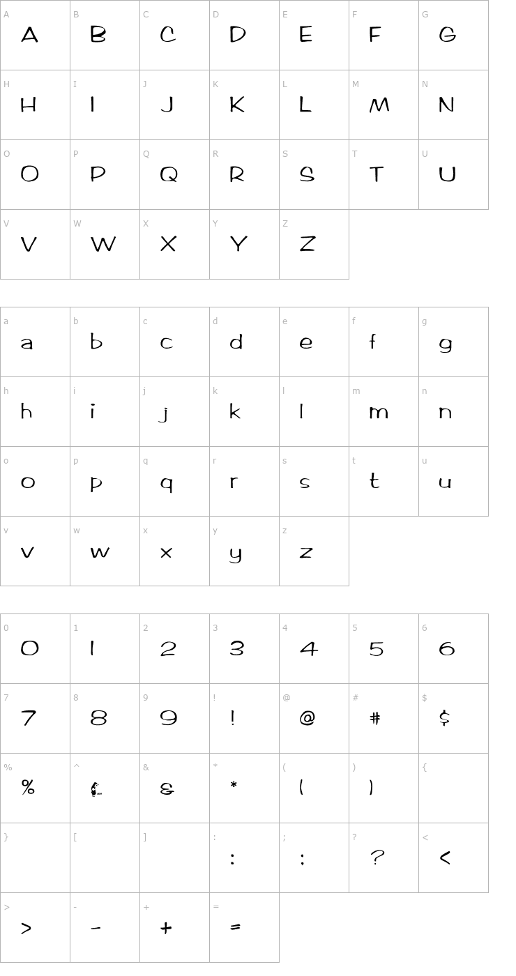 Character Map Arctic2 Font