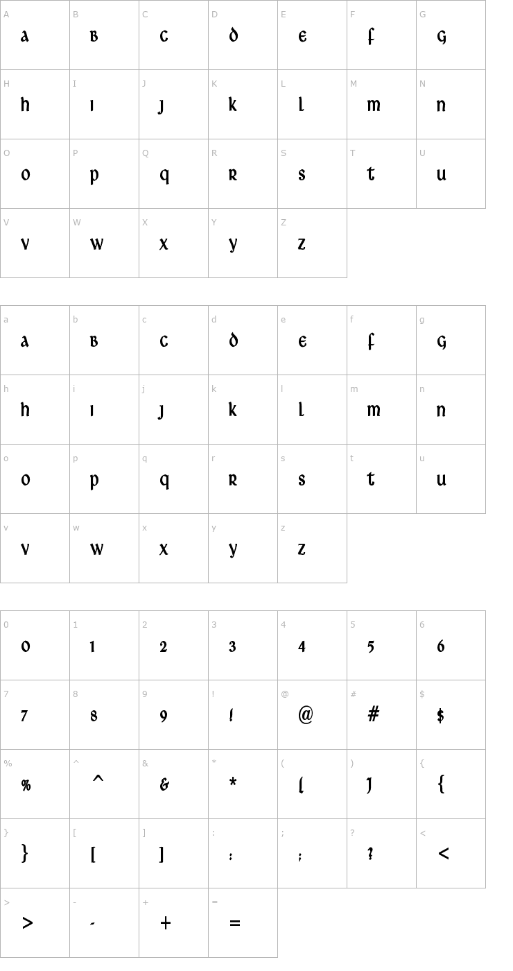 Character Map Ardagh Font