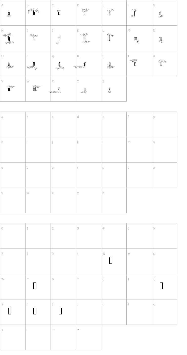 Character Map Ardenwood Demo Font