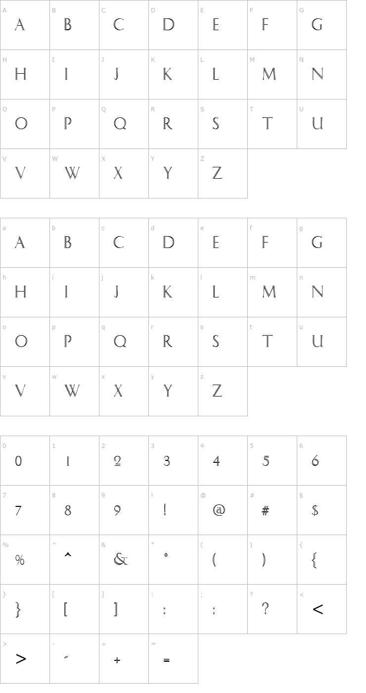 Character Map ArenaCapsSSK Font