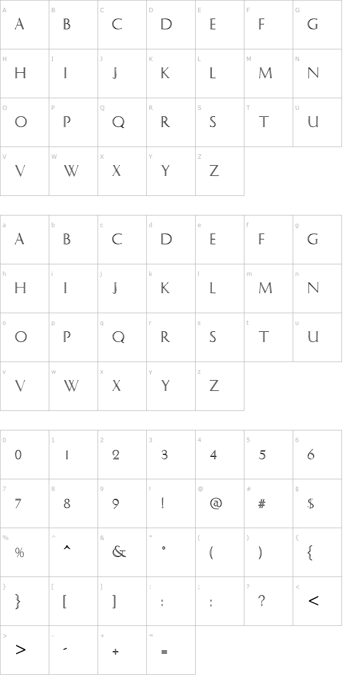 Character Map ArenaCapsSSK Regular Font