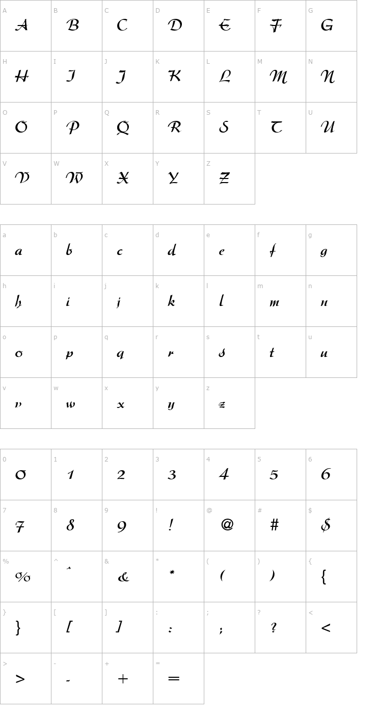Character Map Argentine-Bold Font