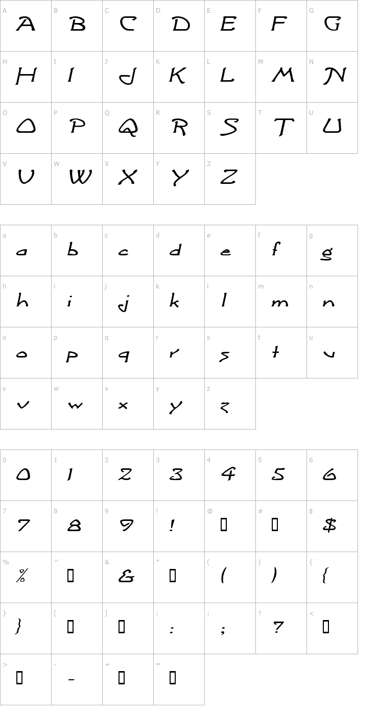 Character Map ArgonautExtended Italic Font