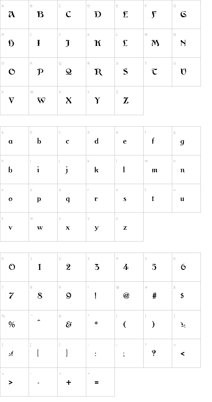 Character Map Argos Normal Font