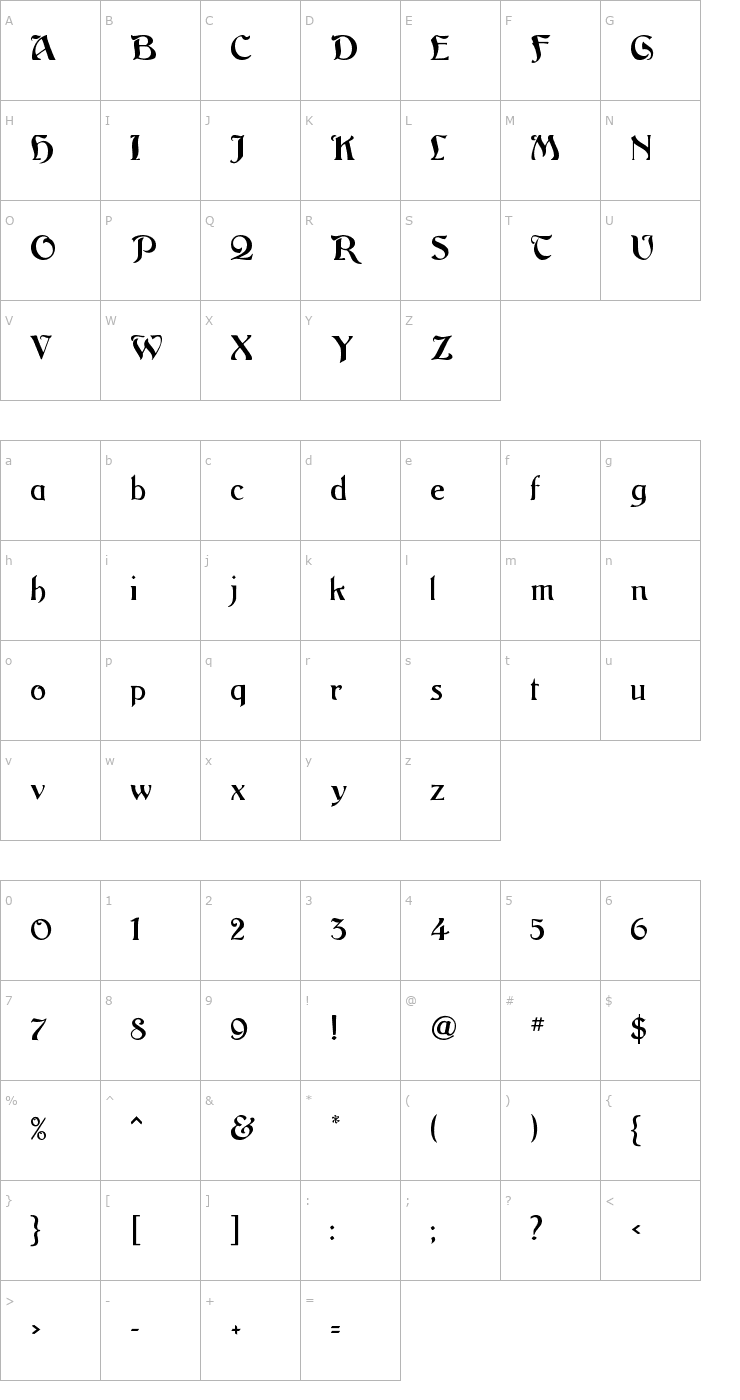 Character Map Argos Regular Font
