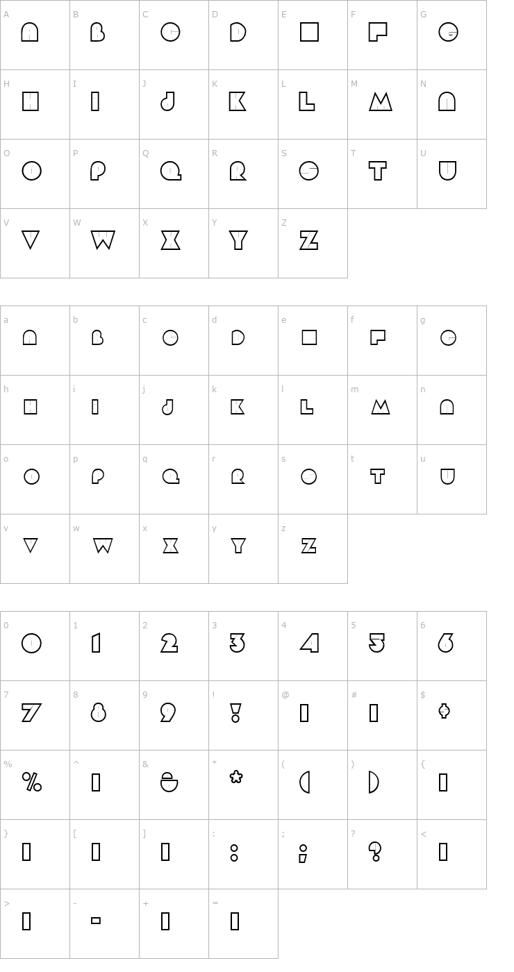 Character Map ArgotDisplayCapsSSK Font
