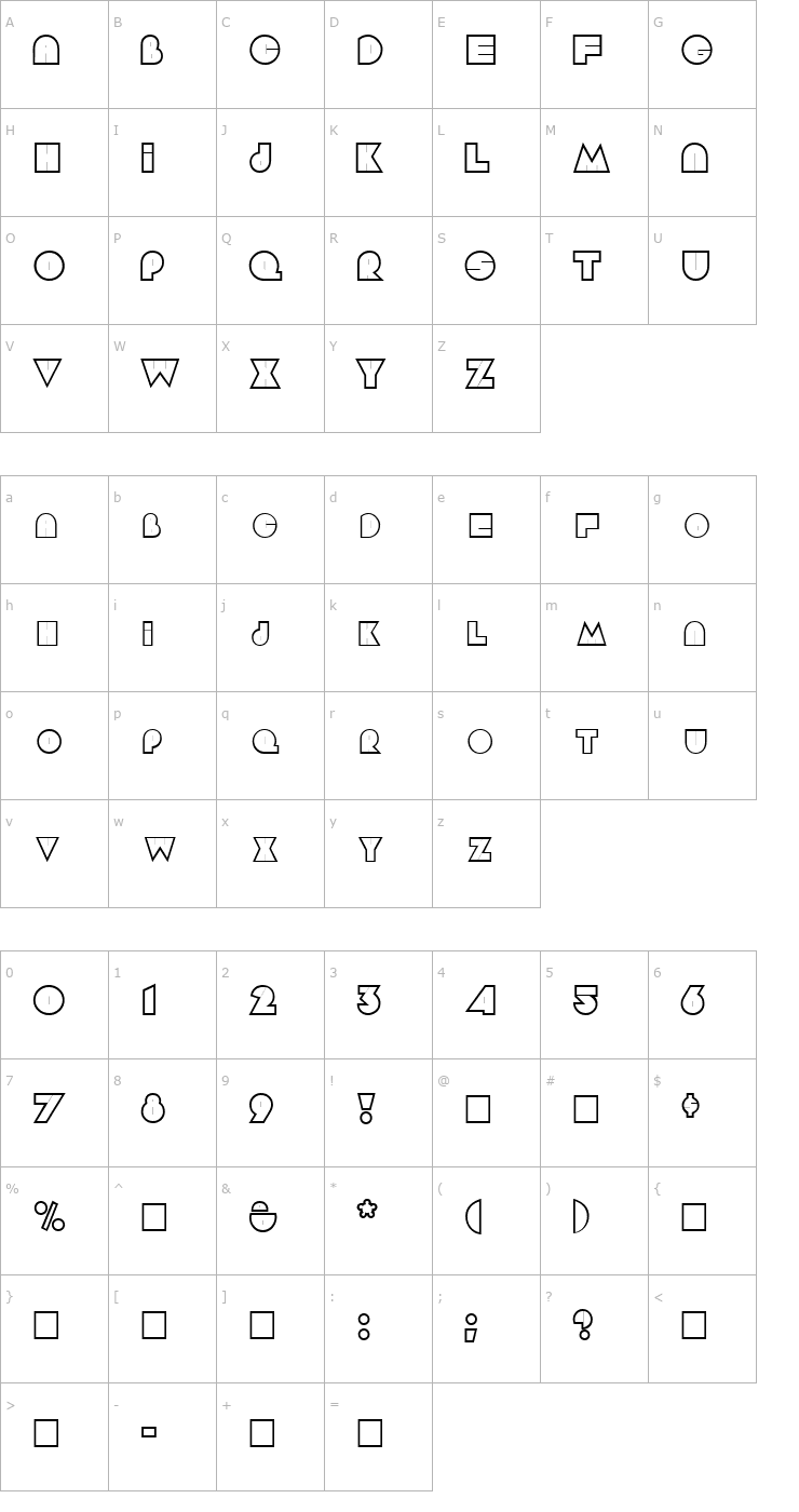 Character Map ArgotDisplayCapsSSK Regular Font