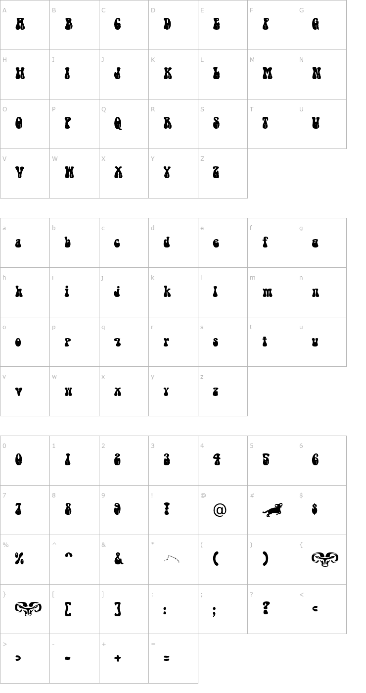 Character Map Aries Becker Font