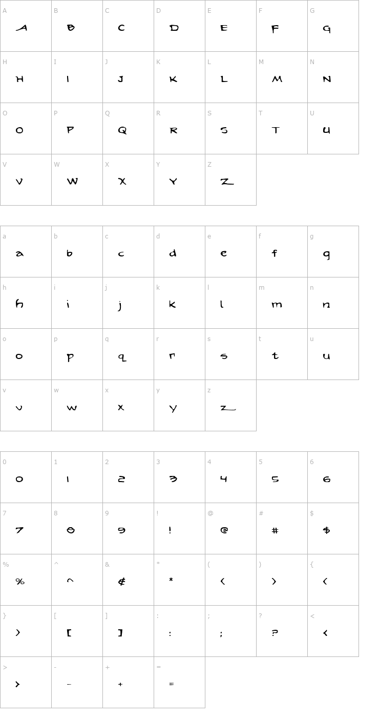 Character Map Arilon Expanded Font