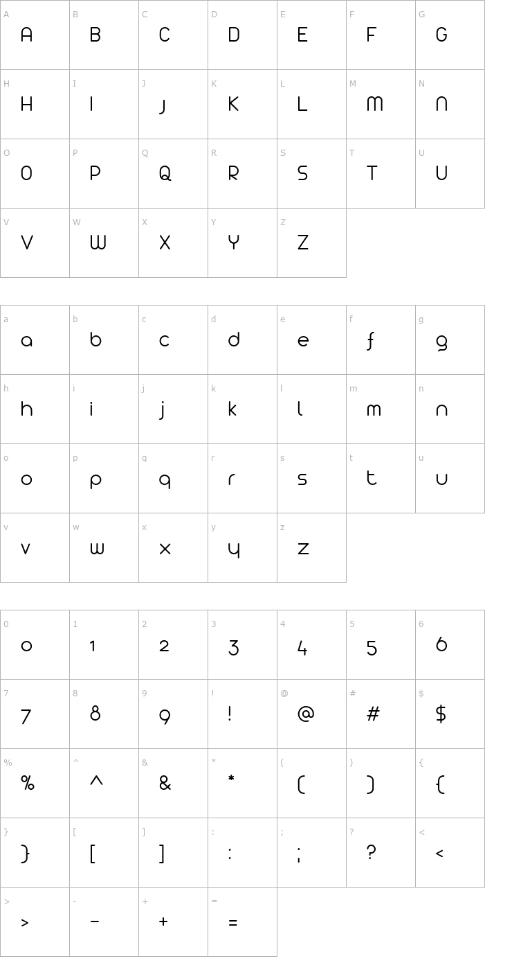 Character Map Arista 2.0 Light Font