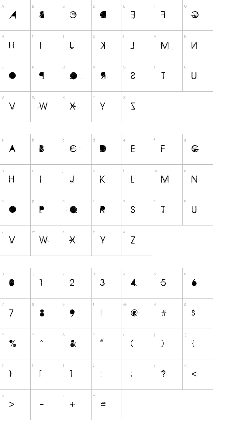 Character Map Aristotle Punk Font