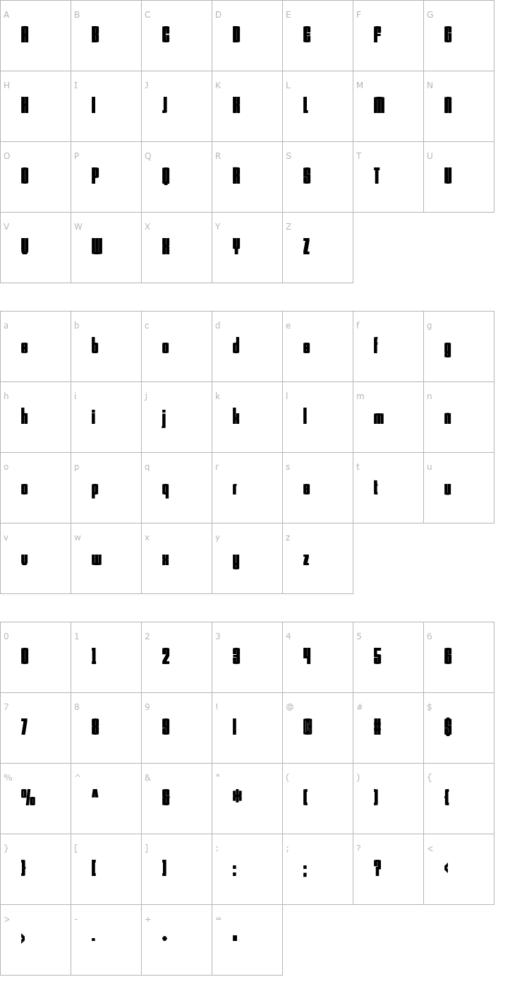 Character Map Armada-BlackCompressed Font