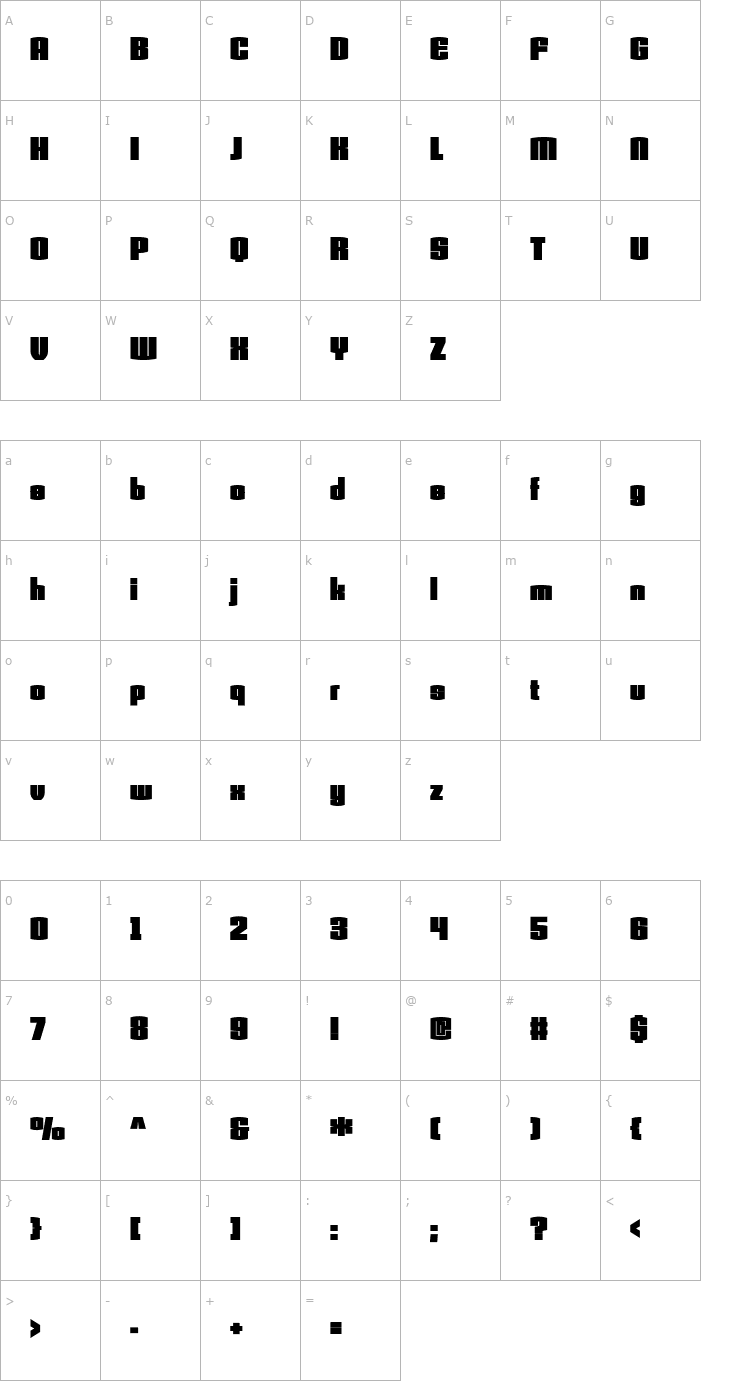 Character Map Armada-BlackCondensed Font