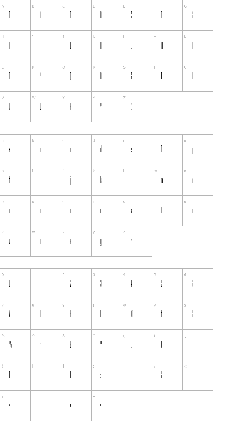 Character Map Armada-LightCompressed Font