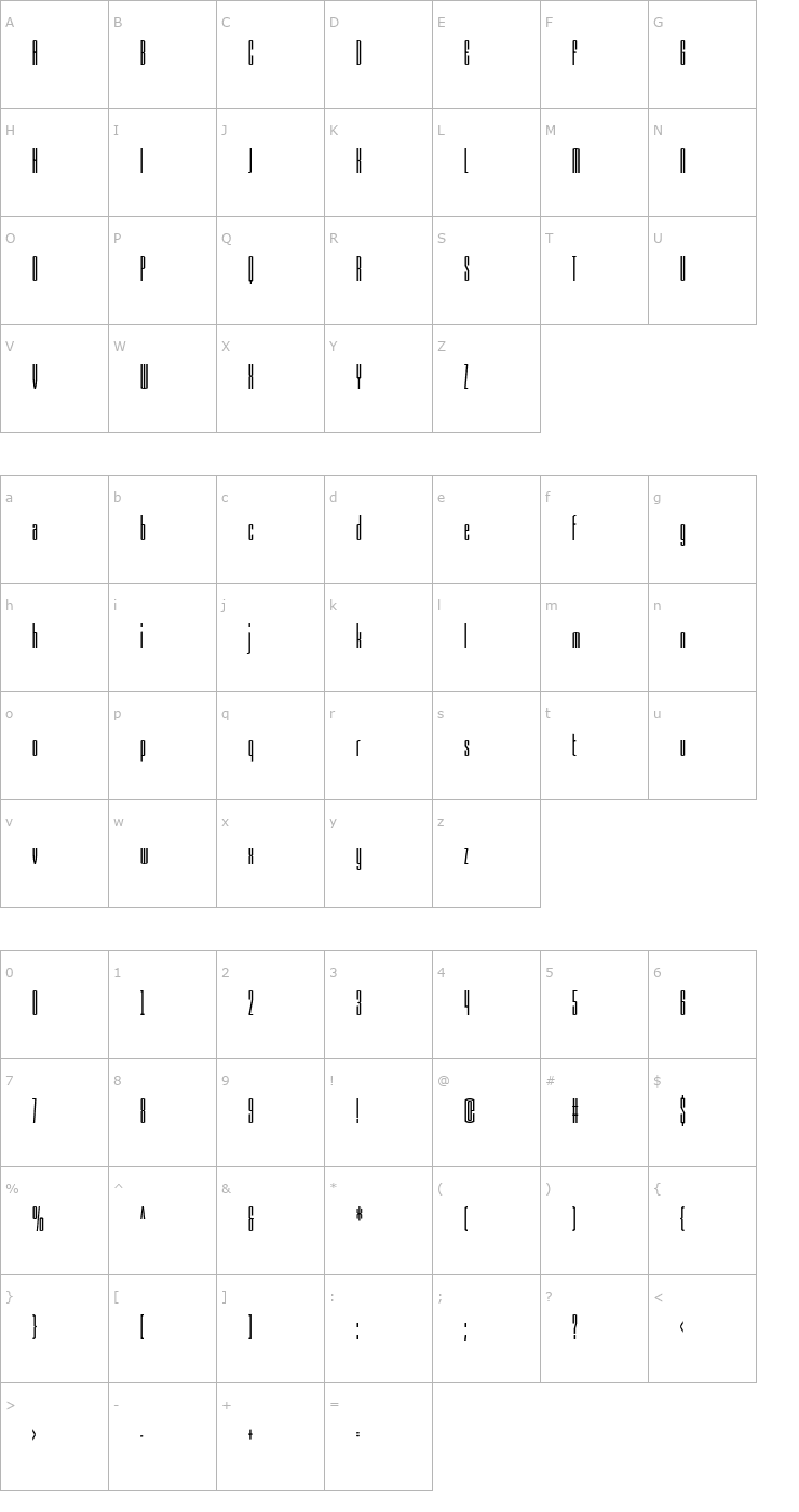 Character Map Armada-RegularCompressed Font