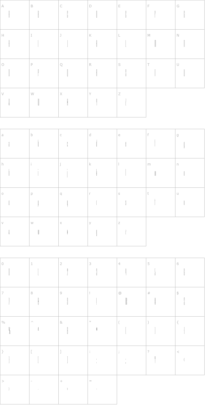 Character Map Armada-ThinCompressed Font