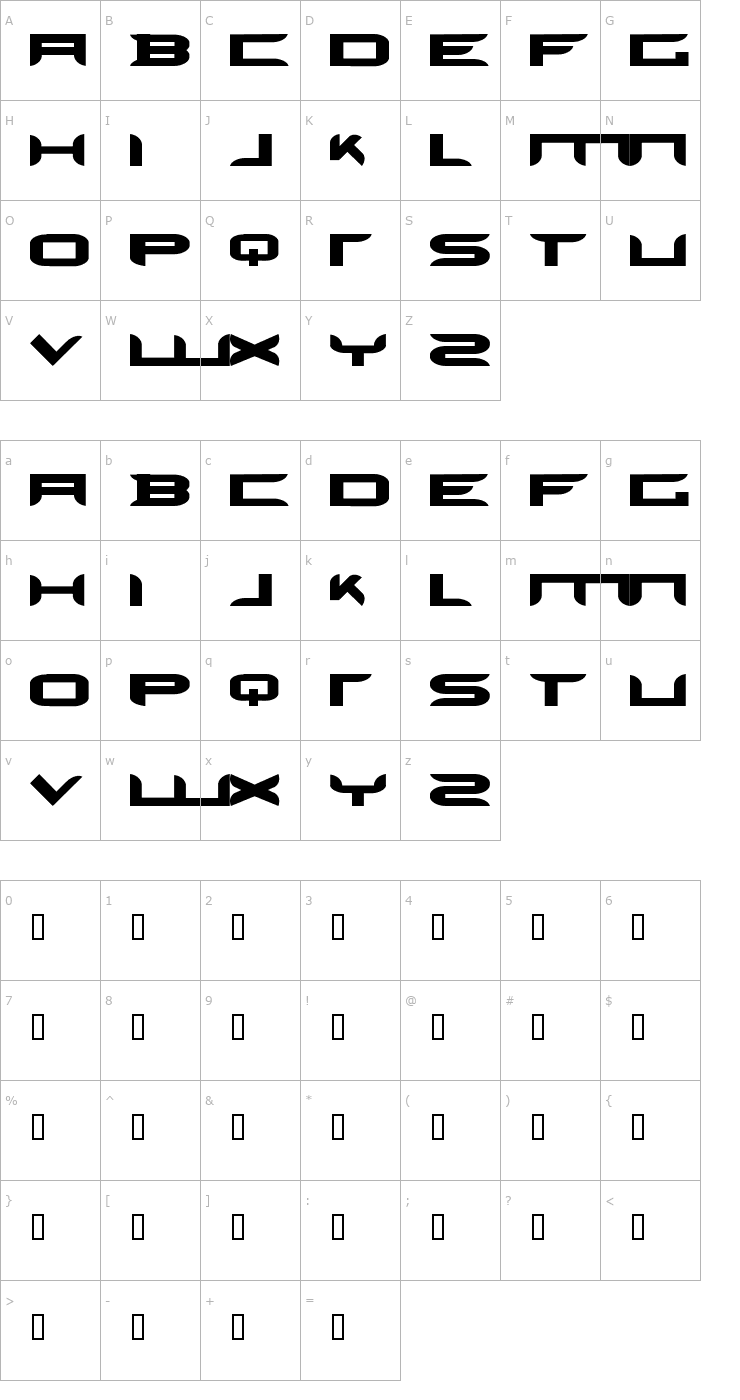 Character Map Armadillo Font