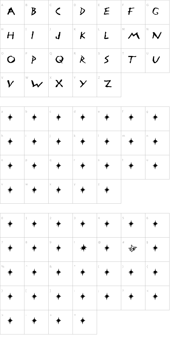 Character Map Armageddon Font
