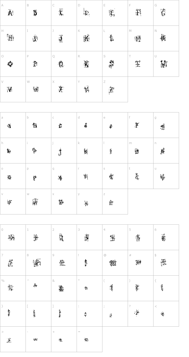 Character Map Armaggedon Industrial Font