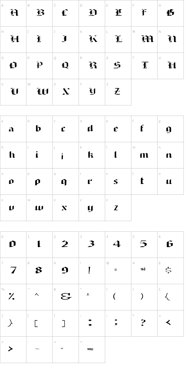 Character Map ArmedaExpandedSSK Font