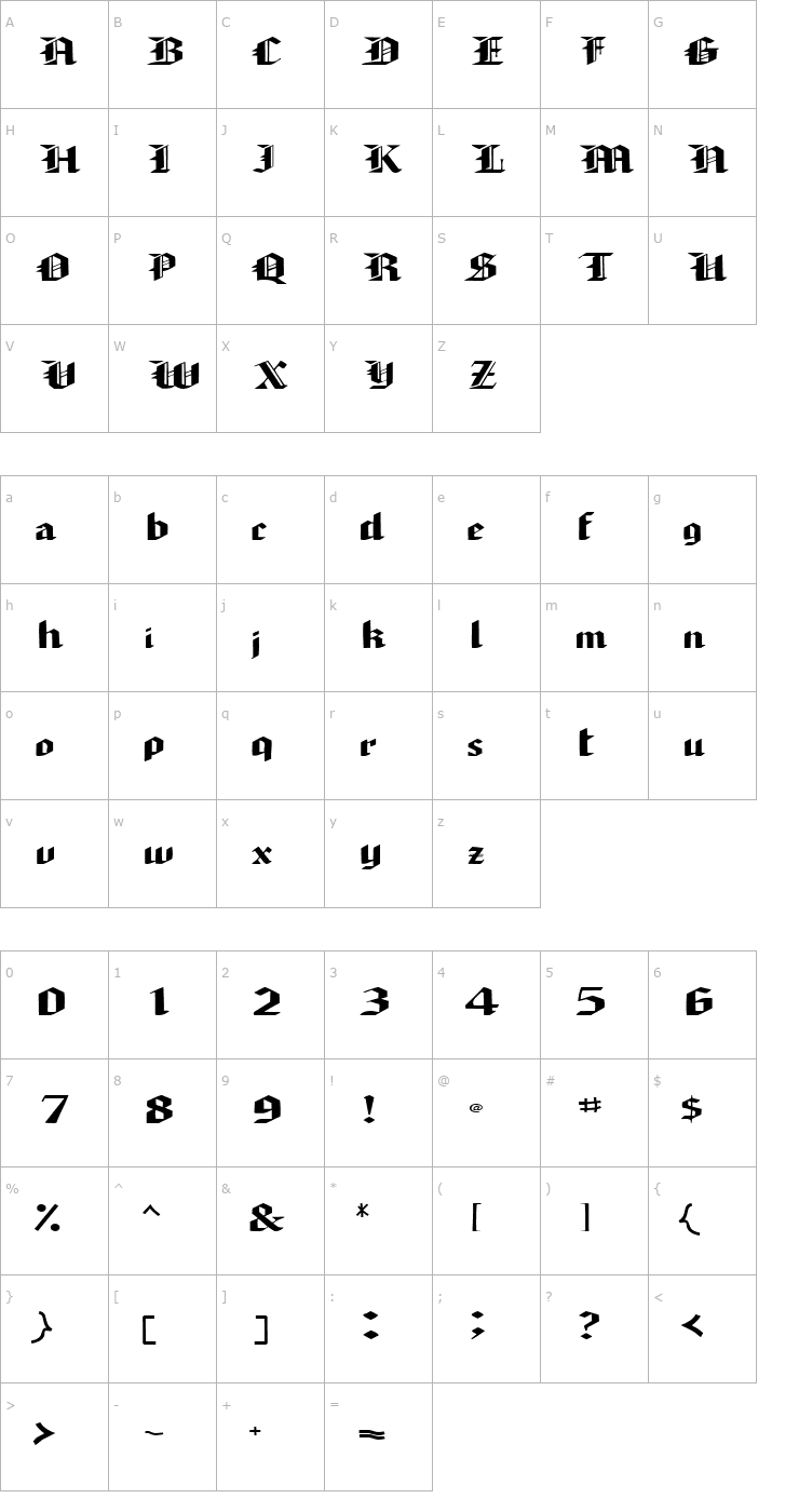 Character Map ArmedaSSK Bold Font