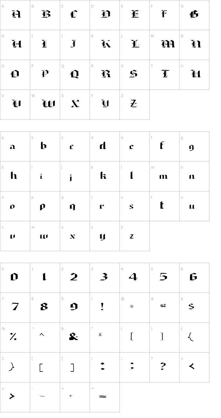 Character Map ArmedaSSK Font