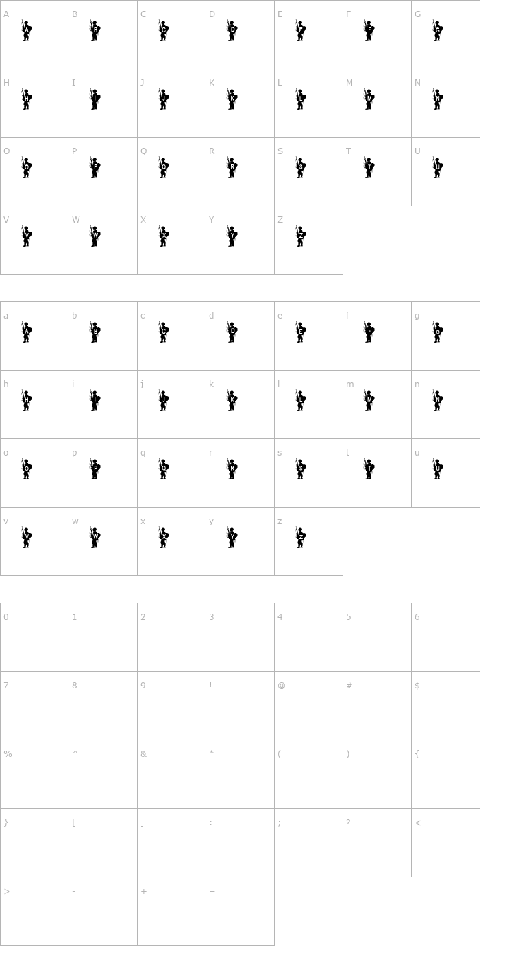 Character Map Army Boy Font