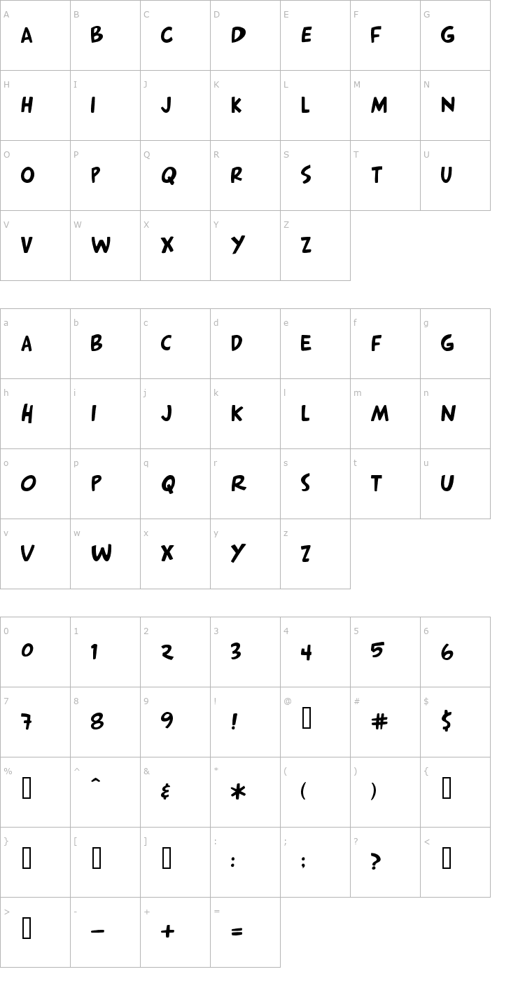 Character Map Arnold Font