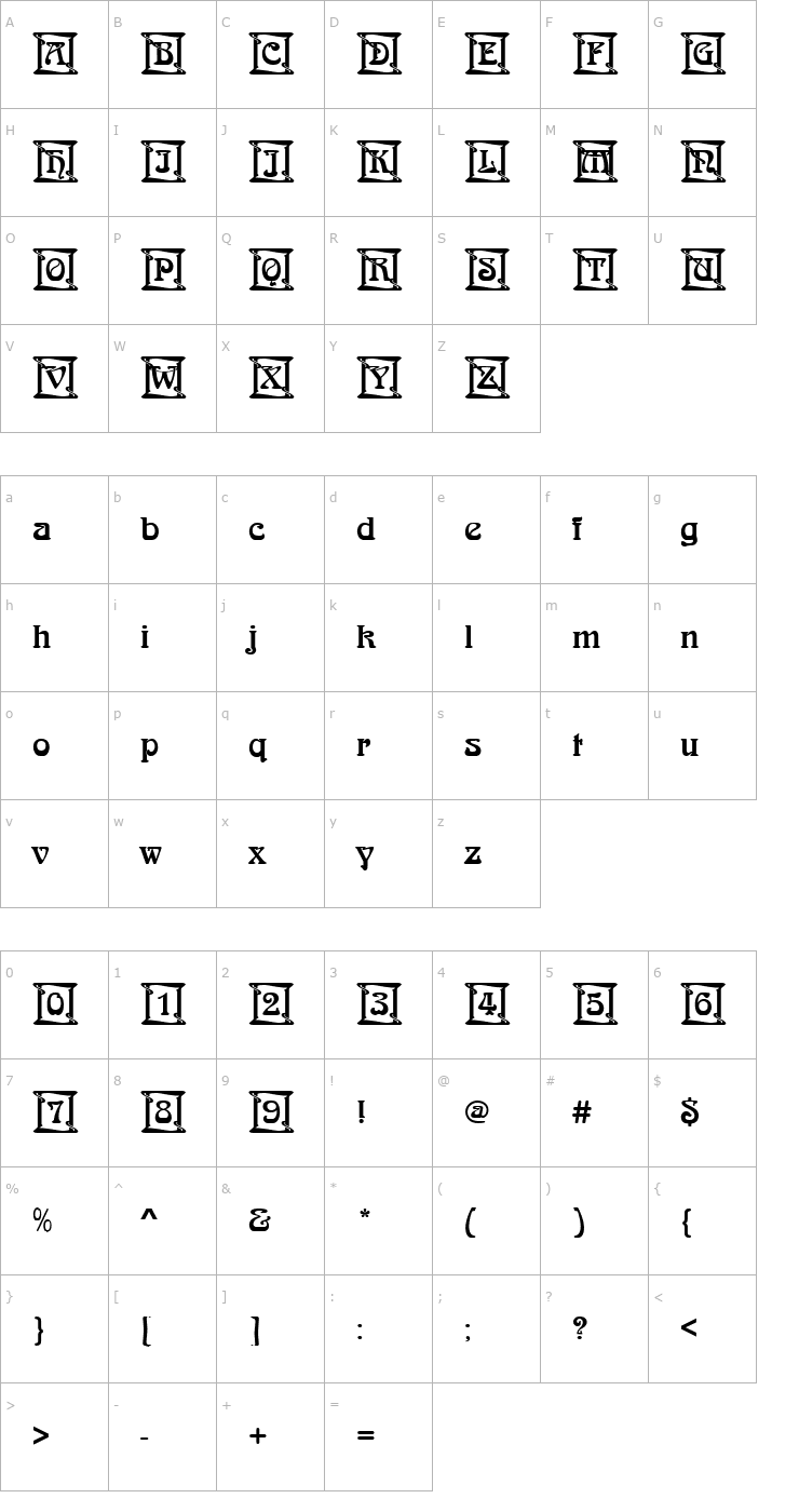 Character Map Arnold_Becker_Ini Font