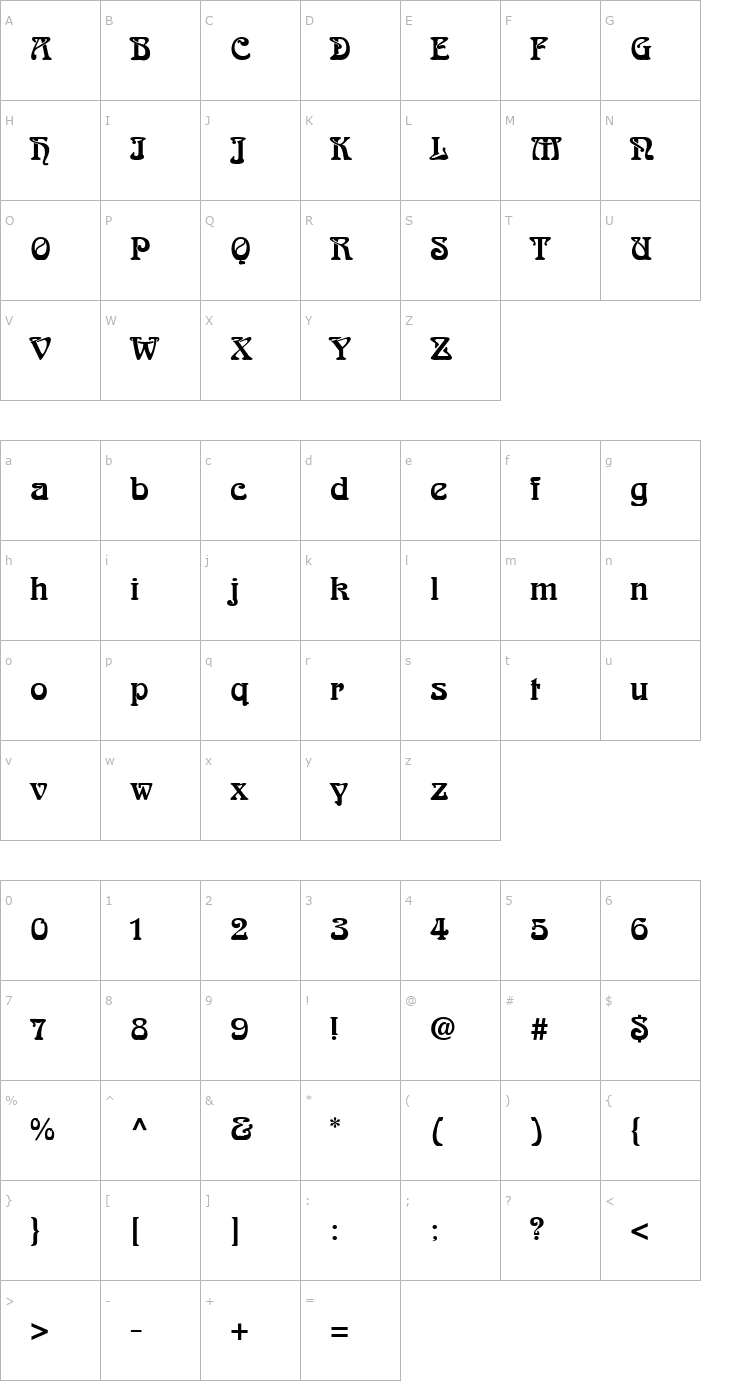 Character Map ArnoldBoecklin Font