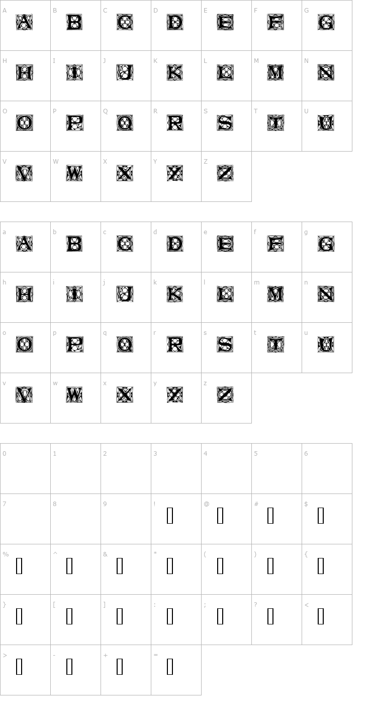 Character Map AromatCapsSSK Font