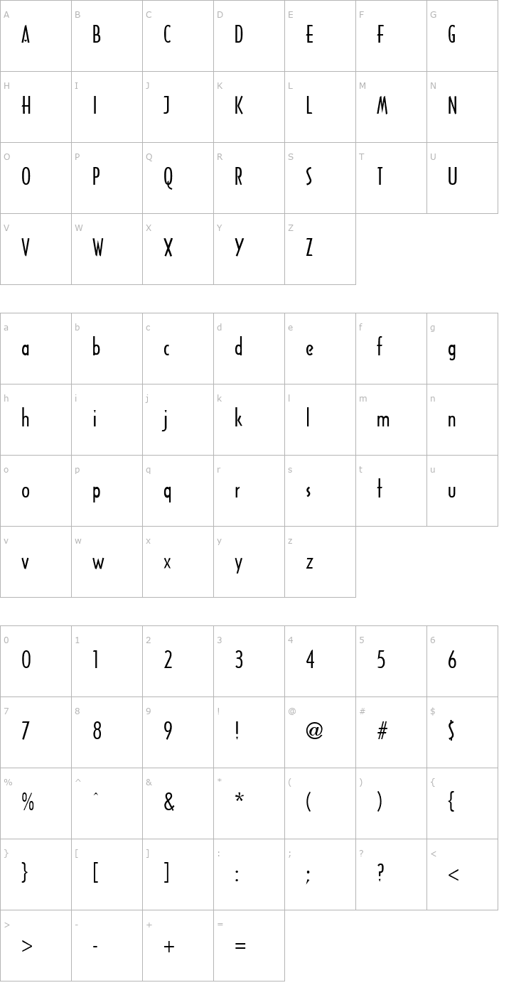 Character Map Arquitectura Regular Font