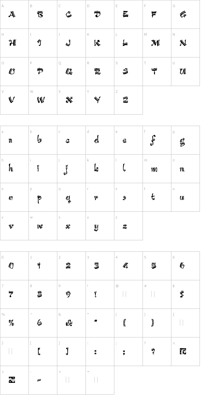Character Map Arriba Arriba Plain Font