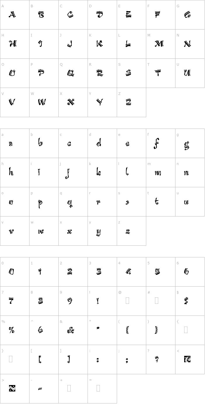 Character Map ArribaArribaPlain Font