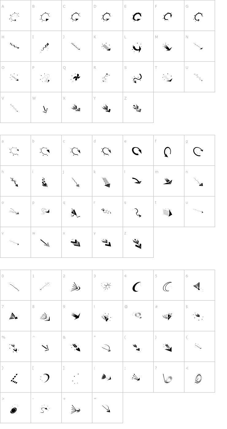 Character Map ArrowbixTwoDown Font