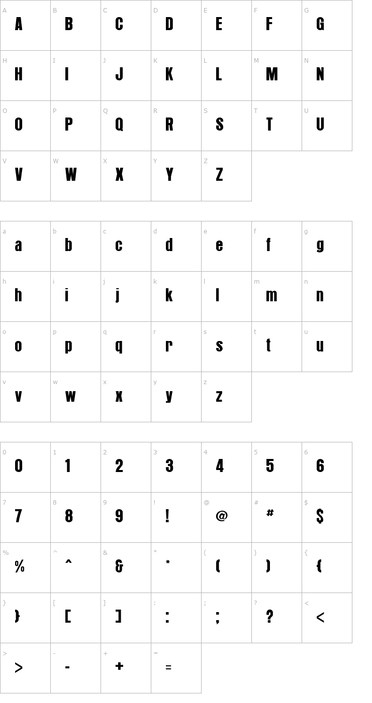 Character Map Arroyo Font